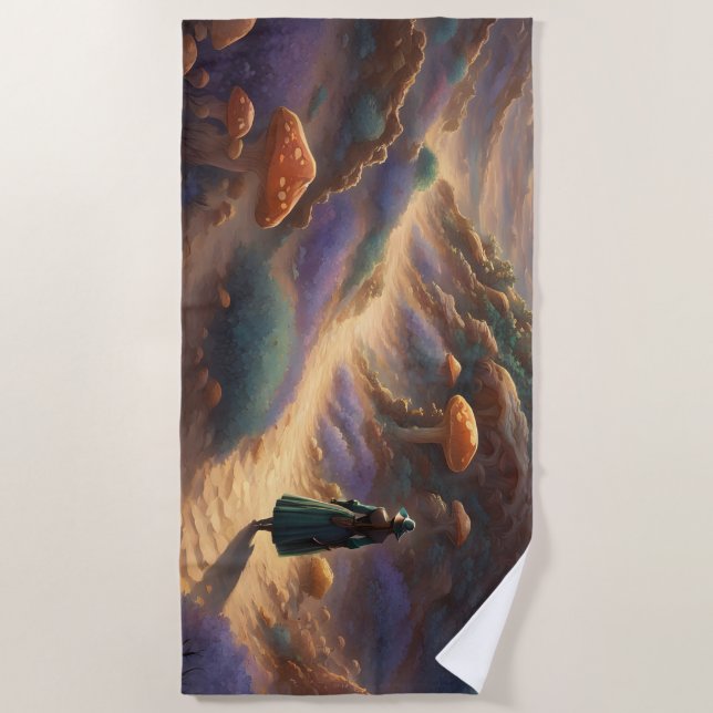 Magic Mushroom Planet  Beach Towel (Front)