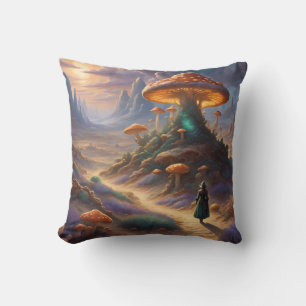 Magic Mushroom Planet Throw Pillow