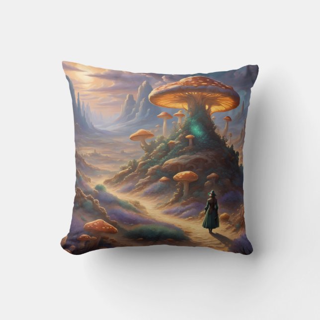 Magic Mushroom Planet  Throw Pillow (Front)