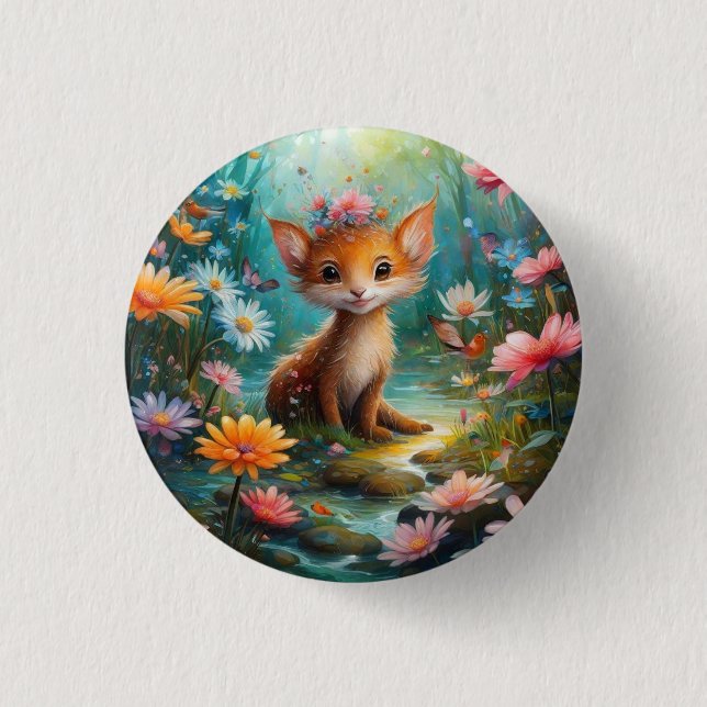 Magic mushrooms butterflies      1 inch round button (Front)