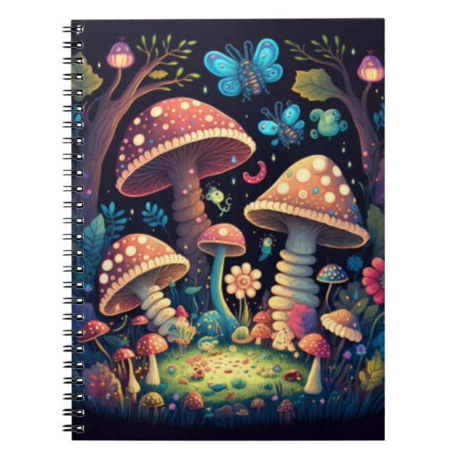 Magic mushrooms butterflies      notebook (Front)