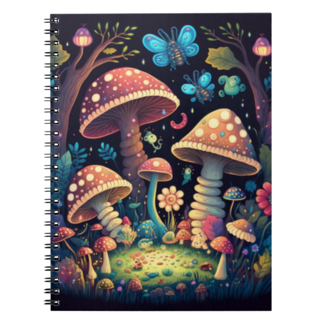 Magic mushrooms butterflies       notebook (Front)