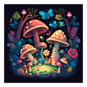 Magic mushrooms butterflies      photo print