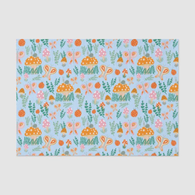 Magic Mushrooms Cute Butterflies Snails Ladybugs Tissue Paper (Front)
