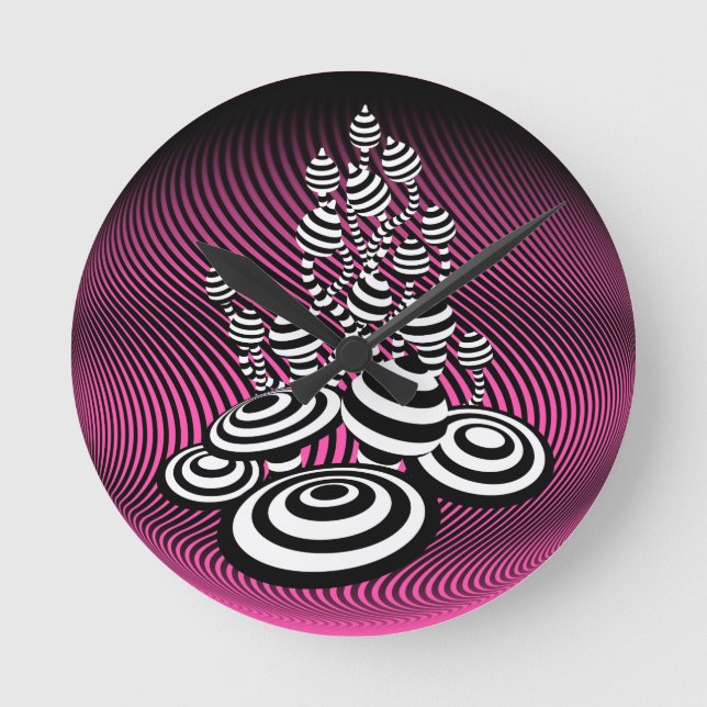 Magic Mushrooms design optique rose horloge murale (Recto)