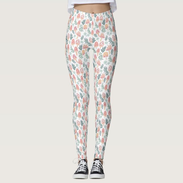 Magic Mushrooms Forest Pattern Leggings (Front)