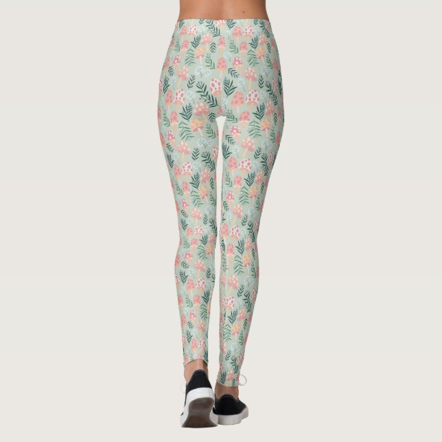 Magic Mushrooms Forest Pattern Leggings (Back)