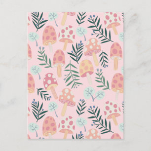 Magic Mushrooms Forest Pattern Postcard