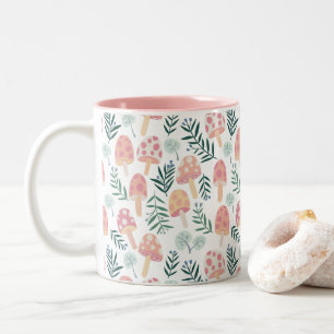 Magic Mushrooms Forest Pattern Two-Tone Coffee Mug