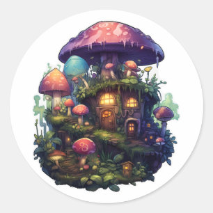 Magic mushrooms house classic round sticker
