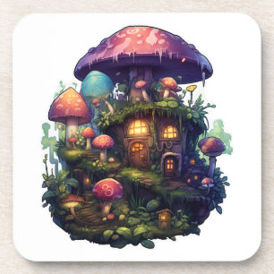 Magic mushrooms house coaster