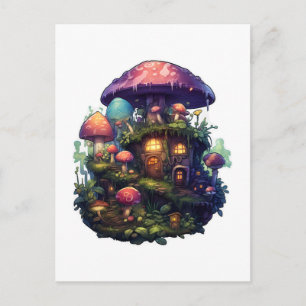 Magic mushrooms house postcard