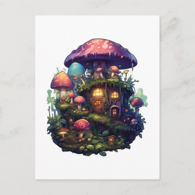 Magic mushrooms house postcard (Front)
