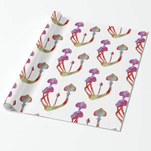 Magic mushrooms pink Watercolor Wrapping Paper