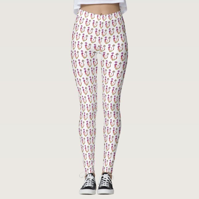 Magic mushrooms Watercolor  Custom Leggings (Front)
