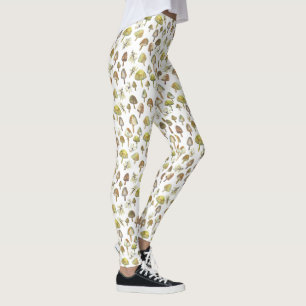 Magic Mushrooms Watercolor Forest Pattern Leggings