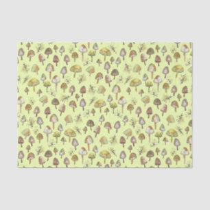 Magic Mushrooms Watercolor Forest Pattern Tissue Paper