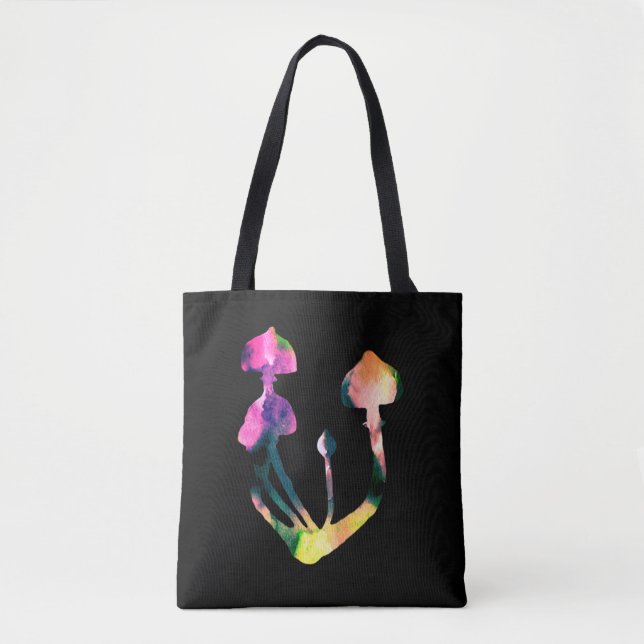 Magic Mushrooms Watercolor Purple Art Tote Bag (Front)