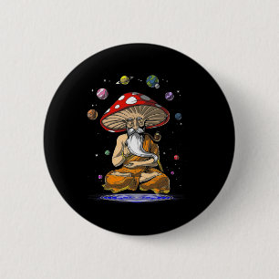 Magic Mushrooms Yoga Buddha Zen Funny Women Men Yo 2 Inch Round Button