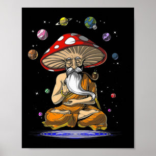 Magic Mushrooms Yoga Buddha Zen Funny Women Men Yo Poster