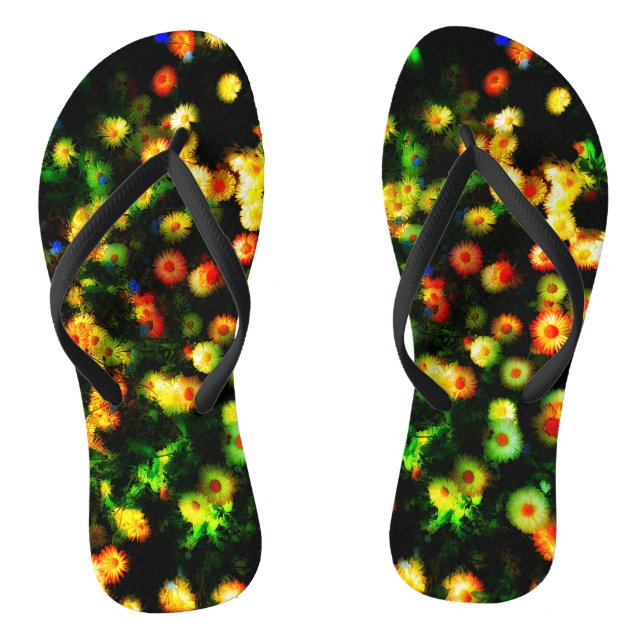 Magic Neon Flowers Funky Flip Flops (Footbed)