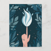 Magic night blue navy flame. Fire light spirit