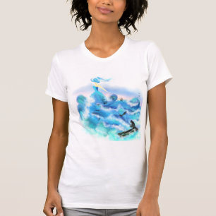 Magic Ocean Woman T-Shirt Blue Fantasy Painting