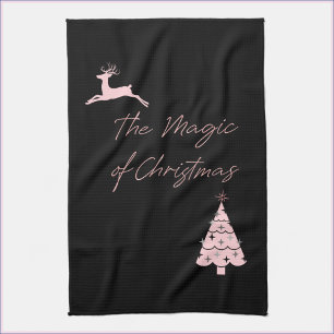 Magic of Christmas Reindeer and Tree Kitchen Towel