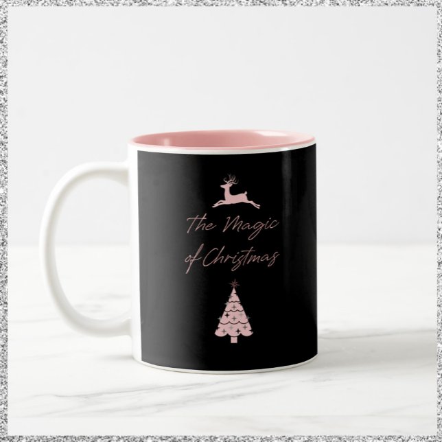 Magic of Christmas Reindeer and Tree Two-Tone Coffee Mug (Creator Uploaded)