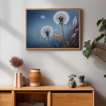 Magic of Dandelions in Nightsky AI Art Paintings