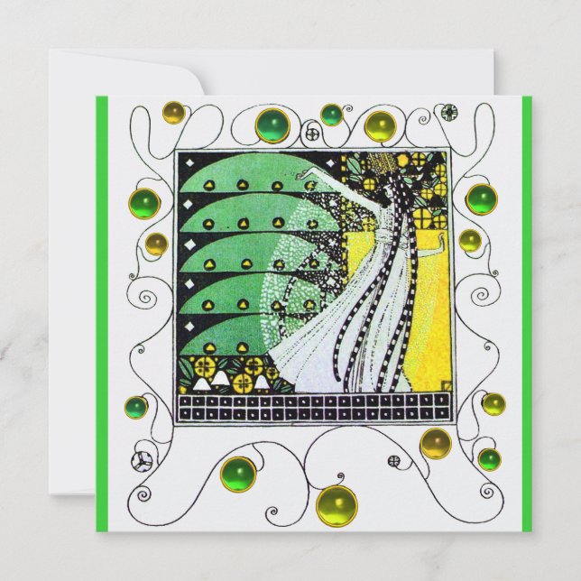 MAGIC OF THE SPRING bright green white yellow Invitation (Front)