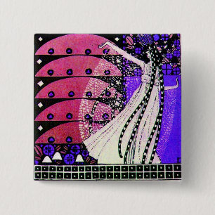 MAGIC OF THE SPRING bright red  black purple blue 2 Inch Square Button