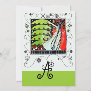 MAGIC OF THE SPRING ,bright red black white green Invitation