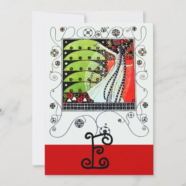 MAGIC OF THE  SPRING ,bright red black white green Invitation (Front)