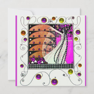 MAGIC OF THE SPRING bright violet black brown Invitation