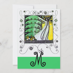 MAGIC OF THE  SPRING ,bright yellow  black green Invitation