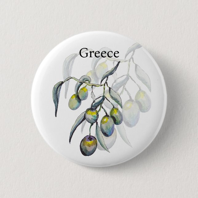 Magic Olive Watercolor Hand-painted 2 Inch Round Button (Front)