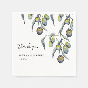 Magic Olive Watercolor Hand-painted Napkin