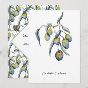 Magic Olives Watercolor Hand-painted Announcement