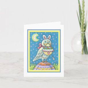 MAGIC OWL & EASTER BASKET GREETING NOTE CARD Verse