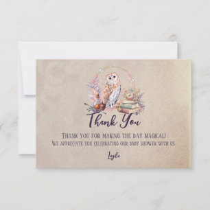 Magic Owl Girl Wizard Baby Shower Thank You  Card