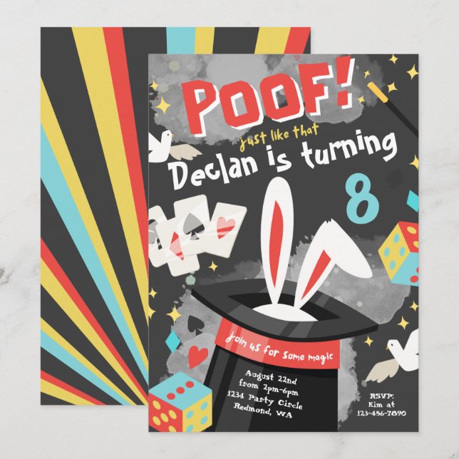 Magic Party Invitation | Magic Birthday Invitation (Front/Back)