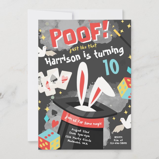 Magic Party Invitation | Magic Birthday Invitation (Front)