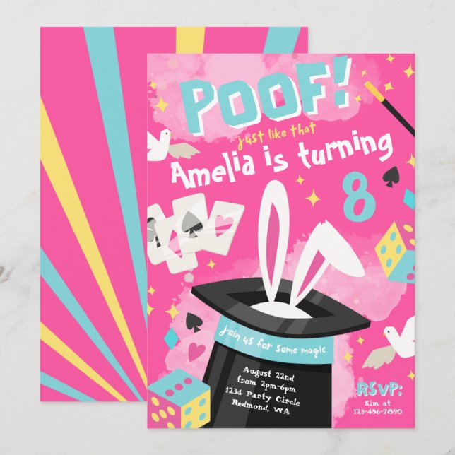 Magic Party Invitation | Magician Invitation (Front/Back)