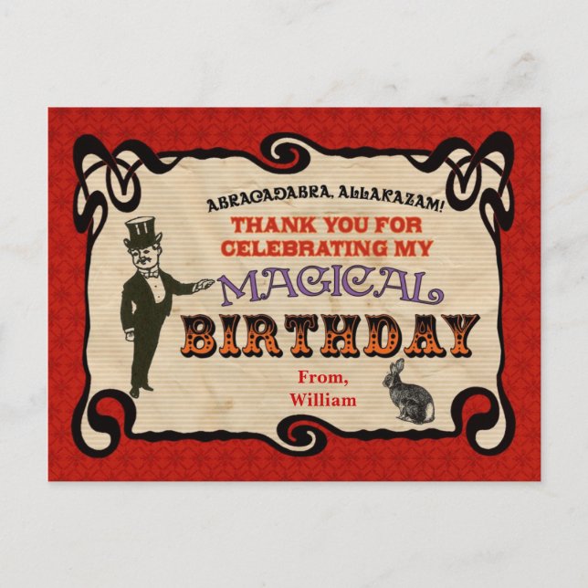 Magic Party Thank You Postcard (Front)