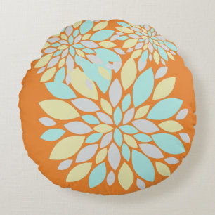 Magic Pastel Colour Flower Petals Round Pillow