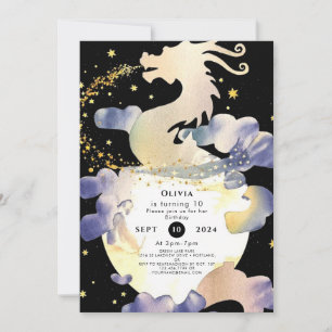 Magic Pastel Dragon Birthday Invitation