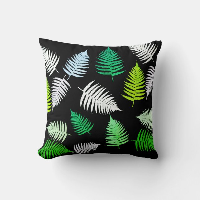 Magic Pastel Fern Leaves Cushion Throw Pillow (Front)