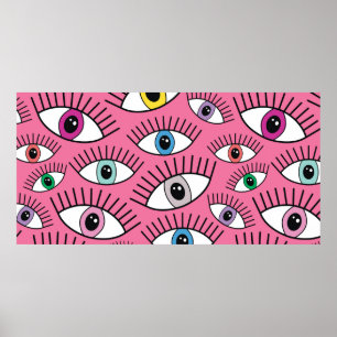 Magic pattern with colorful eyes. Mystic backgroun Poster
