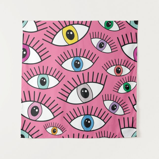 Magic pattern with colorful eyes. Mystic backgroun Tapestry (Front)